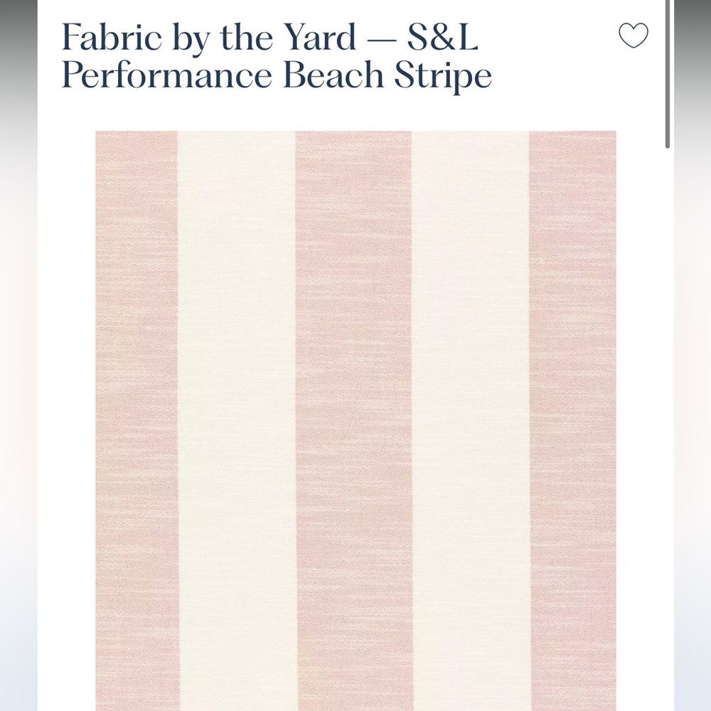 7 yards. Serena and lily Striped Pink and Cream Fabric